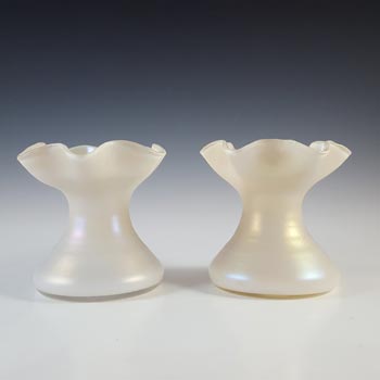 Kralik Pair of Art Nouveau Iridescent Mother-of-Pearl Glass Vases