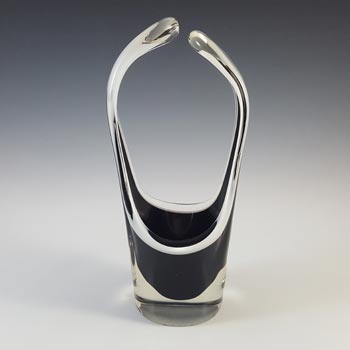 SIGNED Kumela Finnish Black Glass Vase by Sulo Grönberg