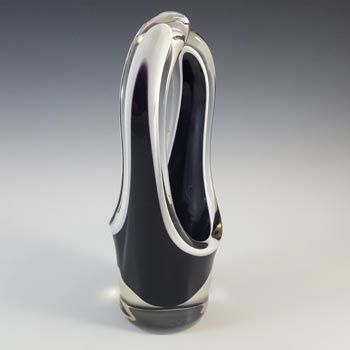 SIGNED Kumela Finnish Black Glass Vase by Sulo Grönberg
