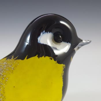Langham Yellow & Black Glass 'Great Tit' Bird - Signed & Marked