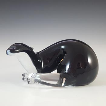 MARKED Langham Black & White Glass Stoat Sculpture