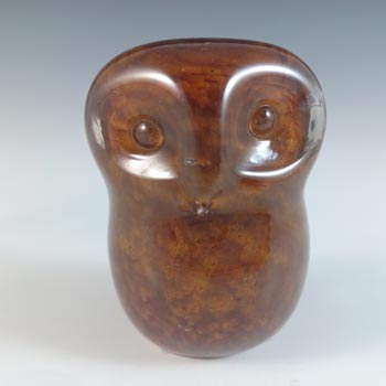 LABELLED Langham British Vintage Brown Glass Owl
