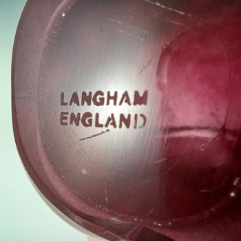 MARKED Langham Pink Glass Vintage Elephant Sculpture