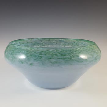 SIGNED Vasart Large Blue & Green Mottled Glass Bowl B026