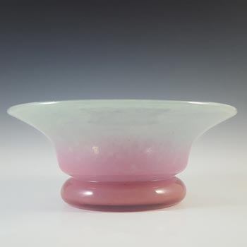 SIGNED Vasart Large Pink & Green Mottled Glass Bowl B016