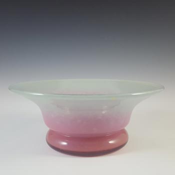 SIGNED Vasart Large Pink & Green Mottled Glass Bowl B016