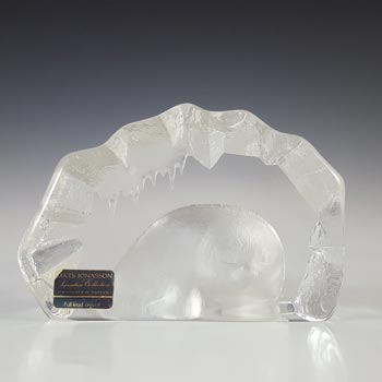 SIGNED Mats Jonasson #3150 Swedish Glass Seal Paperweight
