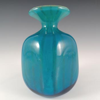 SIGNED Mdina 'Ming' Maltese Blue & Green Glass 'Ming' Cube Vase