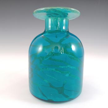 SIGNED Mdina Maltese Blue & Green Glass \'Ming\' Bottle Vase