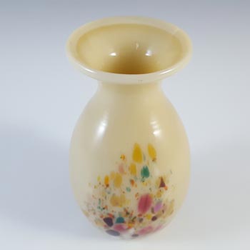 SIGNED Mdina Maltese Cream Speckled Glass Mid Century Vase