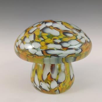 SIGNED Mdina Maltese Yellow & White Speckled Glass Mushroom