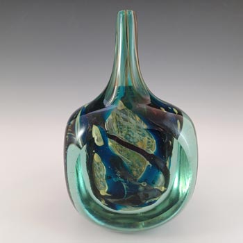 SIGNED Mdina Maltese Glass 'Tiger' Cube Vase 1977