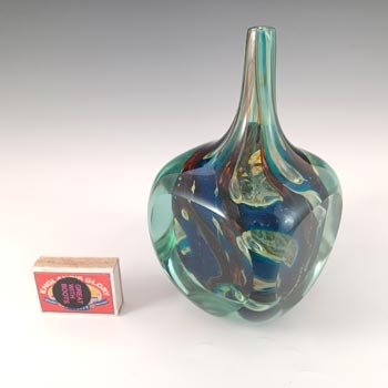 SIGNED Mdina Maltese Glass 'Tiger' Cube Vase 1977