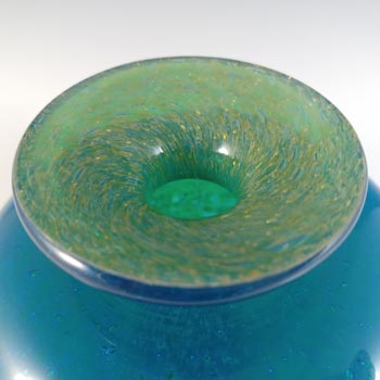 SIGNED Mdina Maltese Blue & Green Glass 'Ming' Vintage Vase