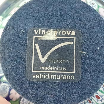 LABELLED Vinciprova Murano Millefiori Glass Vintage Paperweight