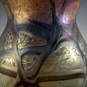 SIGNED Mtarfa Maltese Iridescent Glass Vintage Vase