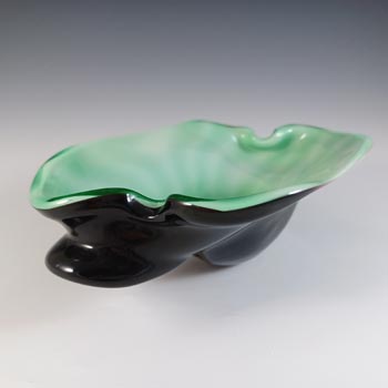 Murano Large Mint Green & Black Glass Ashtray Bowl