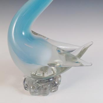 Murano Vintage Blue & Opalescent White Cased Glass Swan