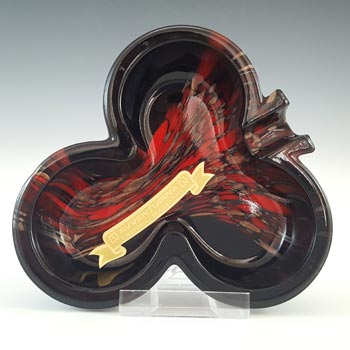 V Nason Murano Black & Red Glass Aventurine Vintage Ashtray Bowl