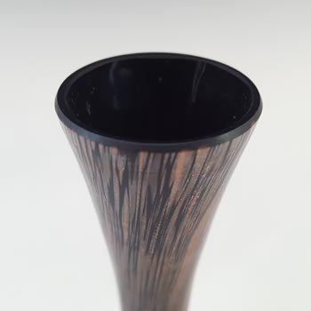 V Nason & C Murano Black Glass Copper Aventurine Vase