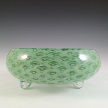 Stevens & Williams / Royal Brierley Clouded Green Glass Bubble Bowl