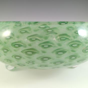 Stevens & Williams / Royal Brierley Clouded Green Glass Bubble Bowl