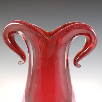 Oball Murano Venetian Red & Pink Sommerso Glass Vase