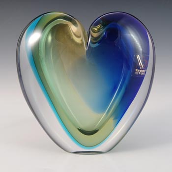 SIGNED M. Onesto Oball Murano Blue & Green Sommerso Glass Vase