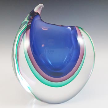 SIGNED L. Onesto Oball Murano Blue & Purple Sommerso Glass Vase