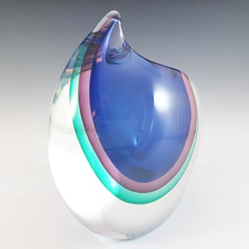 SIGNED L. Onesto Oball Murano Blue & Purple Sommerso Glass Vase