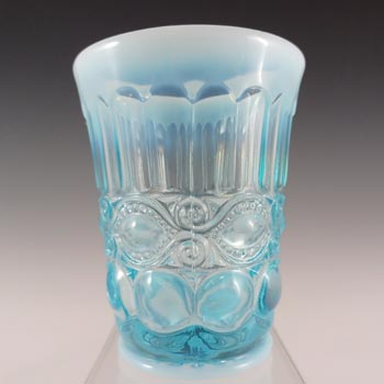 LABELLED Mosser Glass Blue Pearline Glass Eye Winker Vase