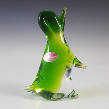 Murano Venetian Green & Clear Glass Penguin Sculpture / Figurine