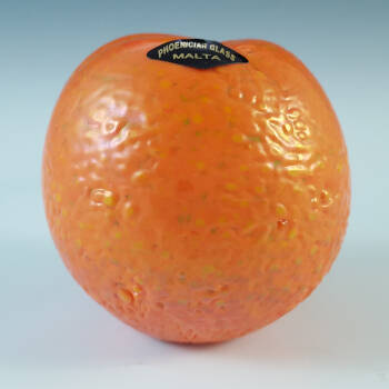 SIGNED & LABELLED Phoenician Orange Paperweight Sculpture