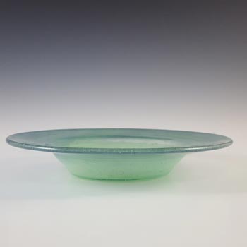 SIGNED Vasart Blue & Green Mottled Glass Bowl / Saucer B017