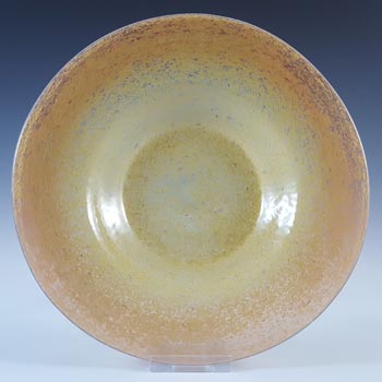 SIGNED Vasart Orange & Yellow Mottled Glass Bowl / Saucer B017