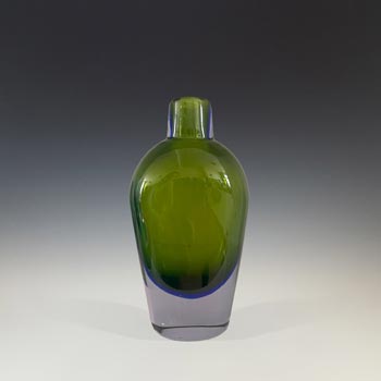 Seguso Vetri d\'Arte #11732 Green & Lilac Sommerso Glass Vase by Flavio Poli