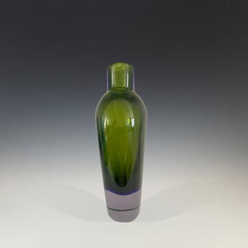 Seguso Vetri d'Arte #11732 Green & Lilac Sommerso Glass Vase by Flavio Poli