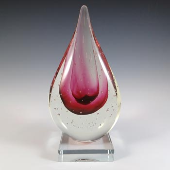 Chinese Murano Style Pink Sommerso Glass Teardrop Sculpture