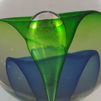 Chinese Murano Style Green & Blue Sommerso Glass Bubble Paperweight