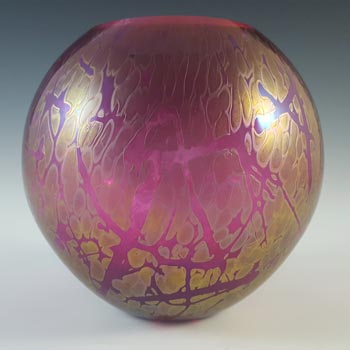 Marked Royal Brierley Iridescent Purple Glass 'Studio' Globe Vase