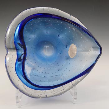 LABELLED Romanian Blue Glass Controlled Bubbles Bowl