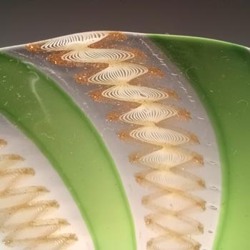 Salviati Murano Zanfirico & Aventurine Green Glass Plate
