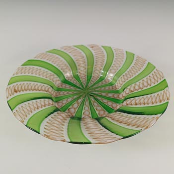 Salviati Murano Zanfirico & Aventurine Green Glass Plate