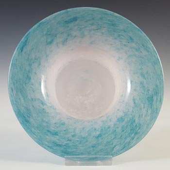 SIGNED Vasart Blue & White Mottled Glass Bowl B013