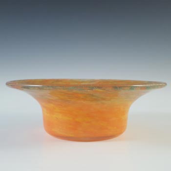 SIGNED Vasart Orange & Yellow Mottled Glass Bowl B013