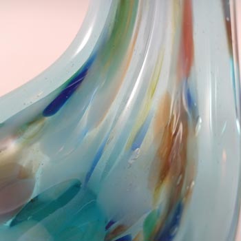 Viartec Murano Style Blue Spanish Speckled Glass Sculpture Bowl