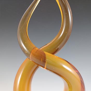 Murano Style Chinese Large Amber & Clear Glass Abstract Sculpture