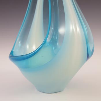 P. Carrasco Murano Style Blue Glass Vintage Sculpture Bowl