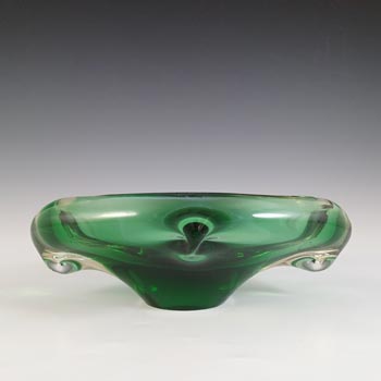 Skrdlovice #59106 Czech Green Glass Sculpture Bowl by Jan Beránek