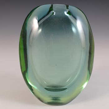 Skrdlovice #6430 Czech Green & Blue Glass Vase by Zdenka Strobachová